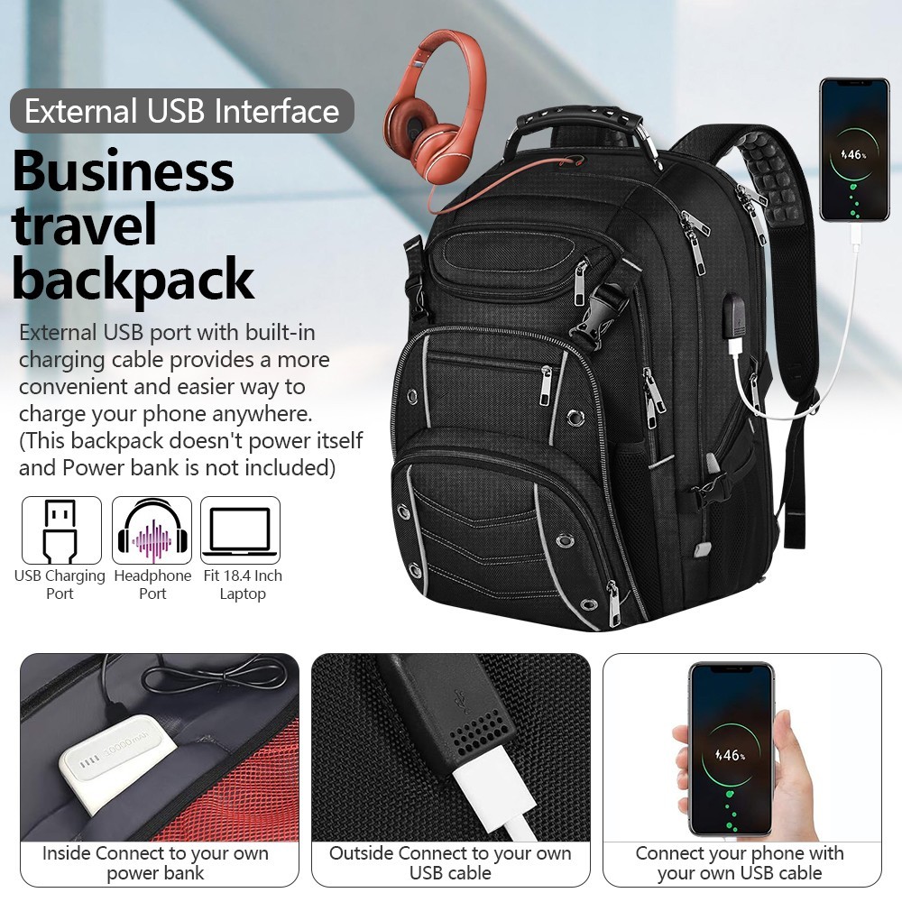 Laptop Backpack for unisex Anti-Theft Extra Large Gaming Laptops Backpack 18.4" image 7