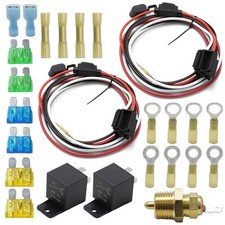 Electric Fan Relay Kit 40 AMP Waterproof Relay Kit, Temperature Switch 185 F
