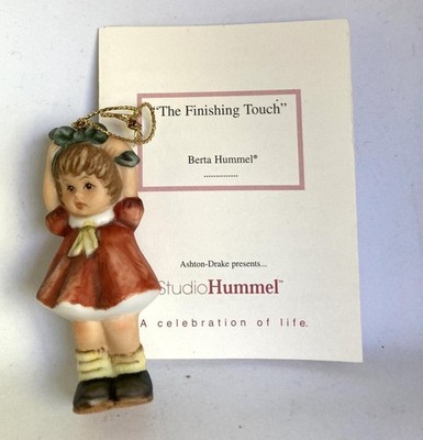 Berta Hummel Finishing Touch Christmas Ornament 1999 Girl Bow #21 Hanger COA