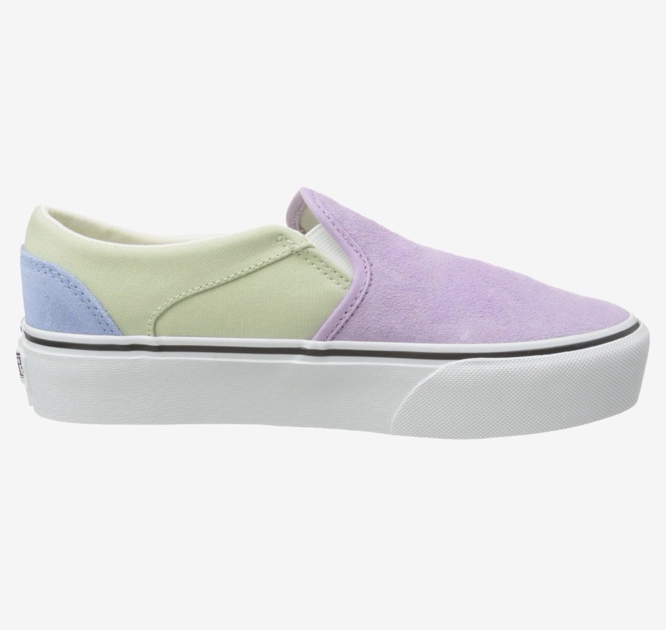 VANS Asher Platform Slip-On Sneaker Damen Kinder Gr.35 Rosa Grün Wildleder Neu image 2