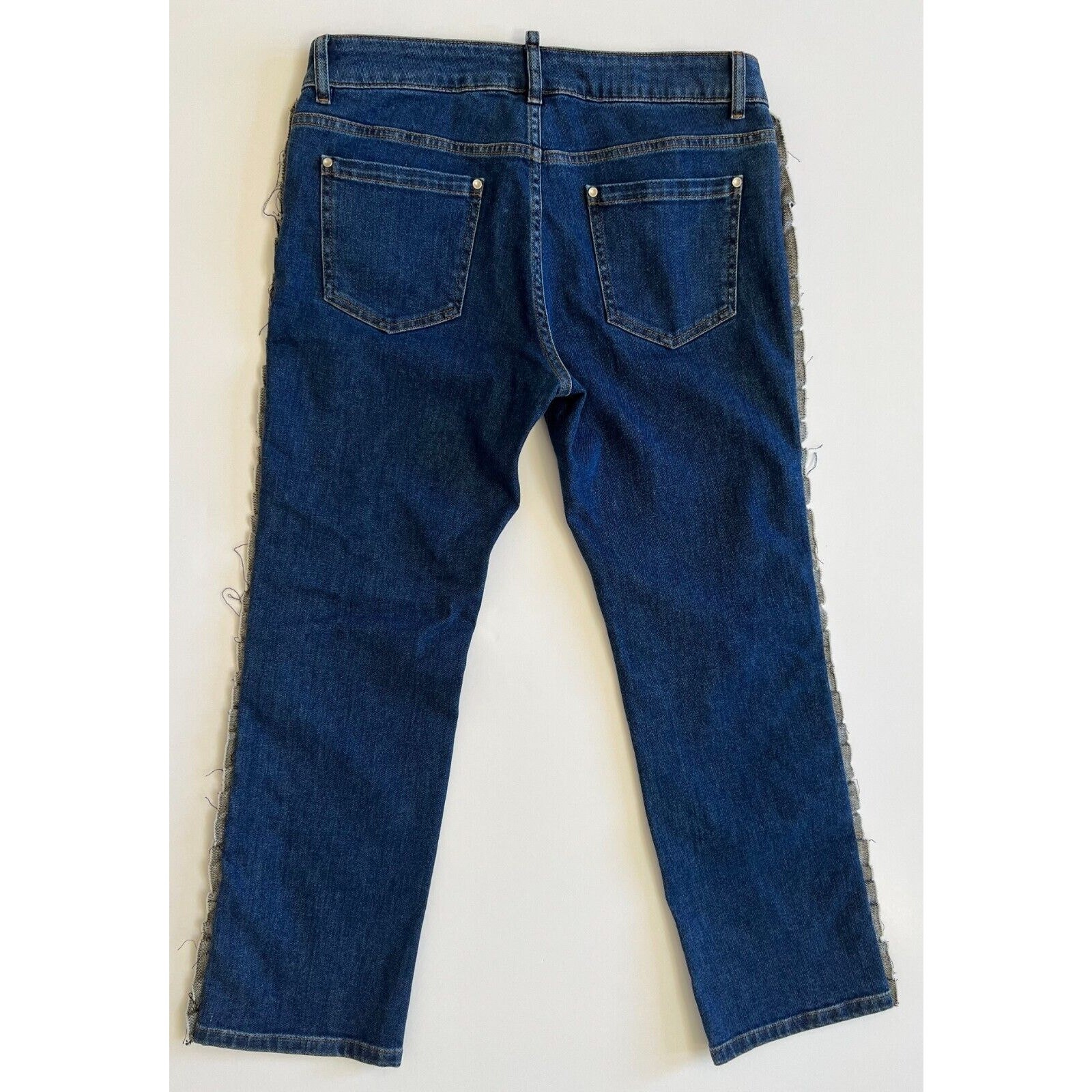 Red Valentino Ruffle Trimmed Cropped High Rise Straightleg Jeans Size 29 NWT thumbnail 2