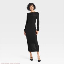Women's Long Sleeve Sheer Maxi Sweater Dress - A New Day Black L *SEE DEAL!!!*