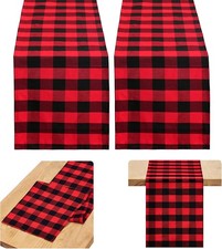 Buffalo plaid table runner 2 pack black red 13x108 inch christmas