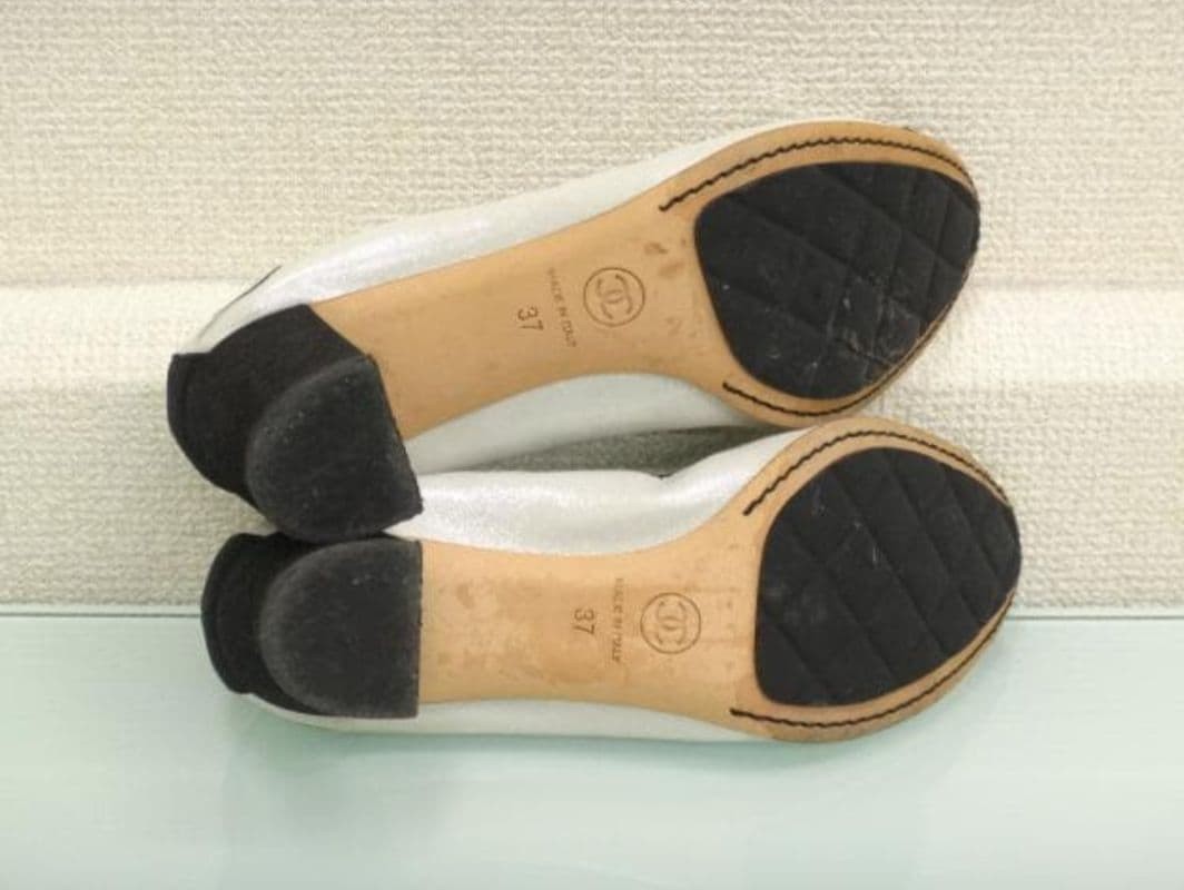 Chanel Heel Ballet Flats Shoes Pumps Embroidered Coco Mark Size 37 US Abt7 Women thumbnail 23