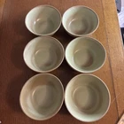 FRANKOMA Set Of 6 Vintage Pottery Bowls Prairie Green Mid Century Modern