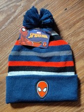 Marvel Spiderman Cuff Knit Winter Snow Hat Cap Beanie Toboggan Red Blue Black