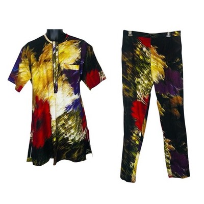 Multicolor Nigerian Senator Style Men, Two Piece, Top & Pants ￼