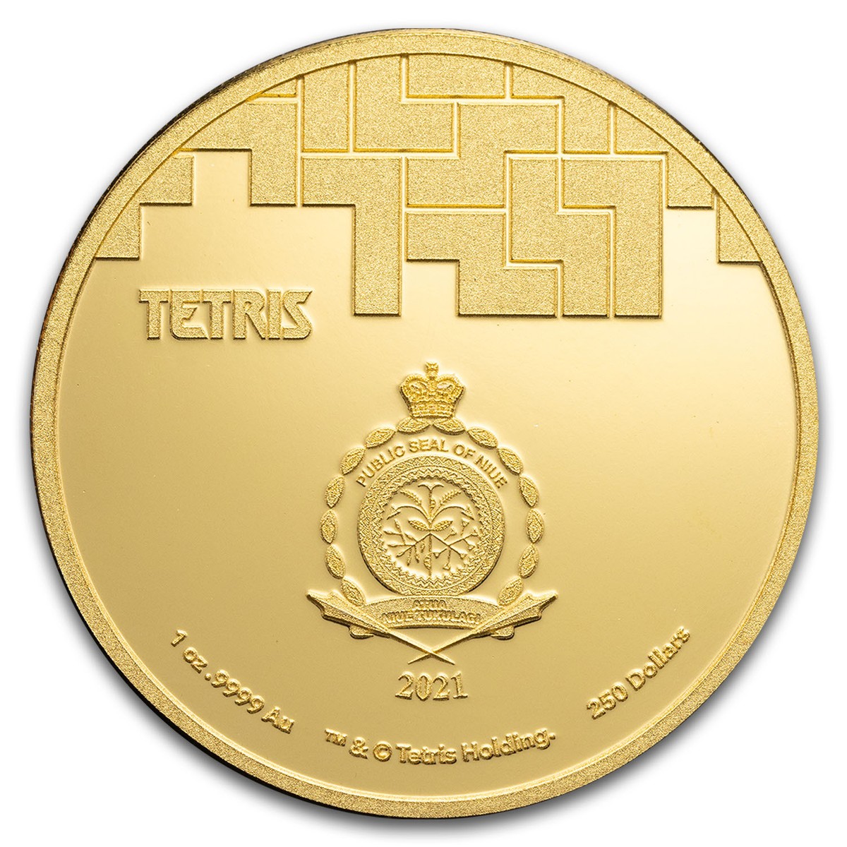 2021 Niue 1 oz Gold $250 Tetris™ Cathedral Proof (Coin Only