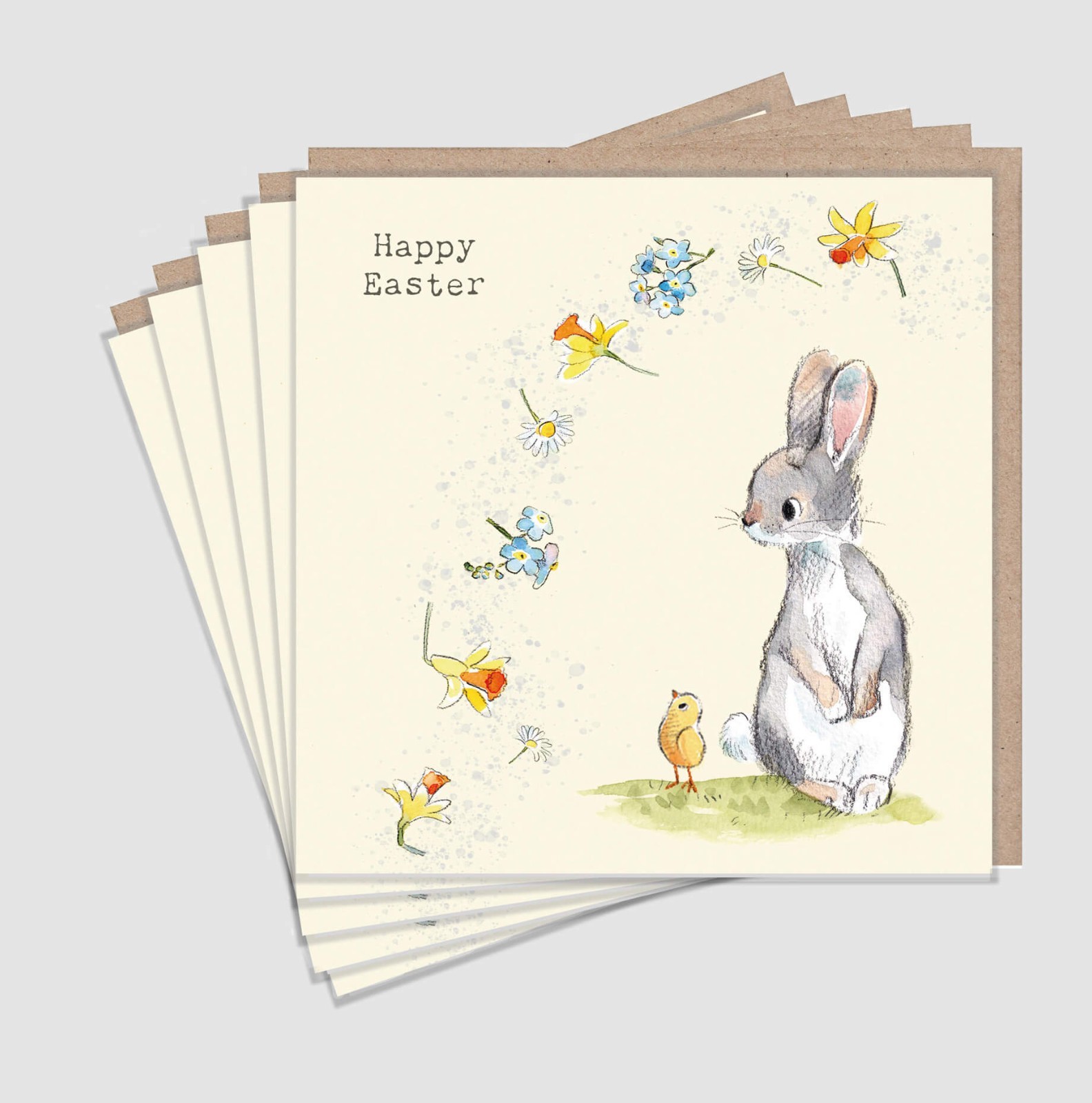 Easter Cards Pack of 5 Rabbit - Paper Shed Design Charming Illustration