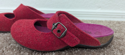 Dr. Andrew Weil red wool Mary Jane Orthaheel clogs size 7.5