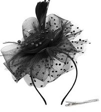 Kentucky Derby Fascinators for Women - Tea Party Hats with Clip Black