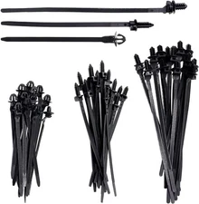 Push Mount Wire Ties, Snap in Zip Tie Automotive Clips Nylon 60 Pcs, Black 