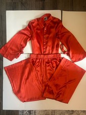 3 in 1 Vibrant Orange Satin Set - Dress/Top with Wide-Leg Pants with Pockets