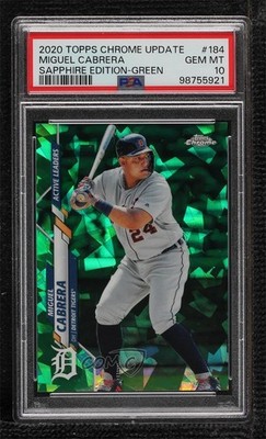 2020 Topps Chrome Update Sapphire Active Leaders Green 24/45 Miguel Cabrera 0e2x