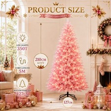 Pink Snow Flocked Artificial Christmas Tree 150/180/210cm Prelit Warm White LED