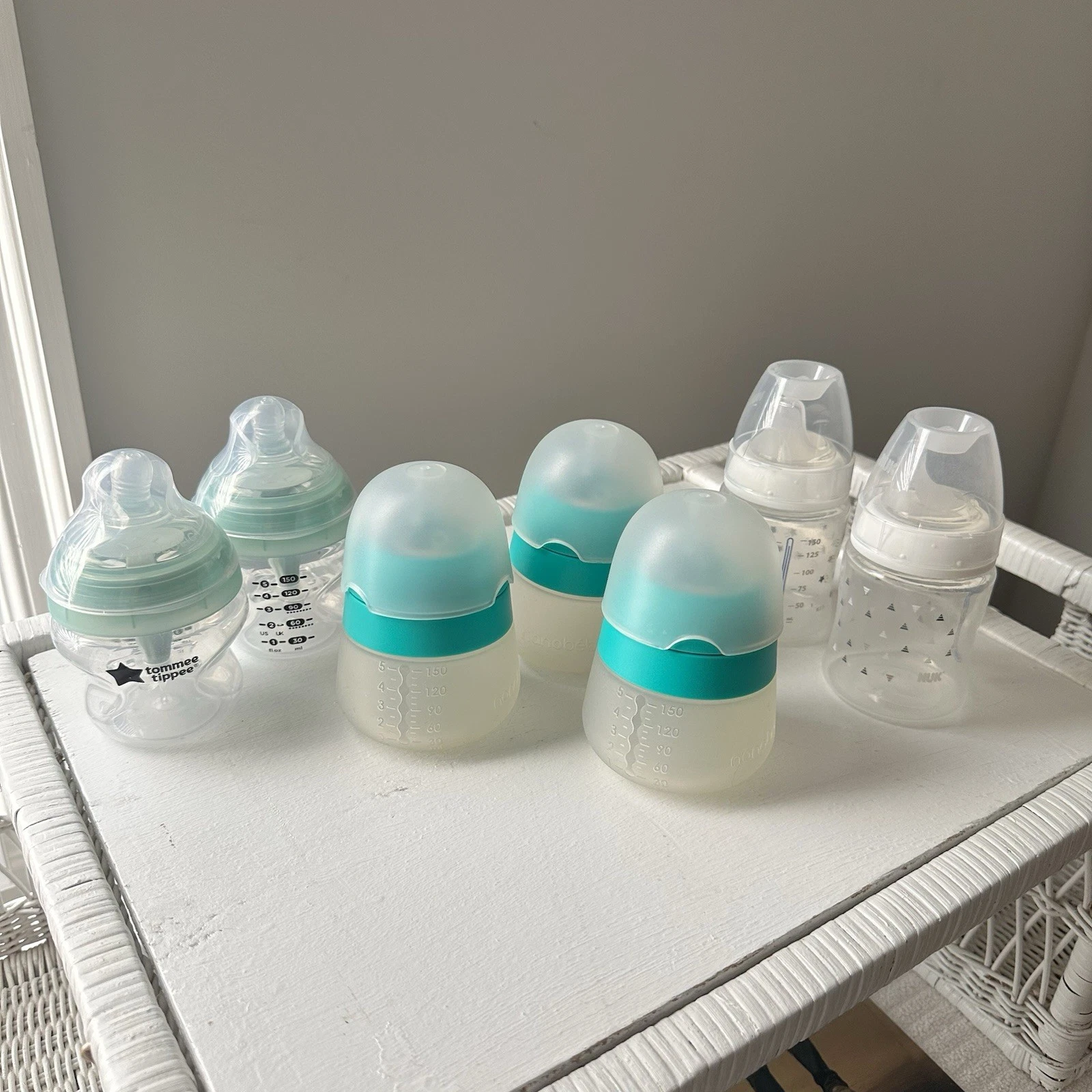 5oz Bottle Lot, NanoBaby, Nuk, Tommee Tippee Baby Bottles Variety, Sterilized