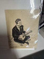 1913 Gibson Mandolin Drawing Mandolinist Original Artwork Rare