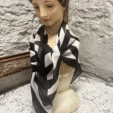 Black White Striped Scarf 26 sq