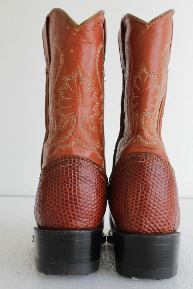 Ковбойские сапоги для детей ясельного возраста коричневые коньячные натуральная ящерица кожа размер 10,5 - Изображение 4 из 4