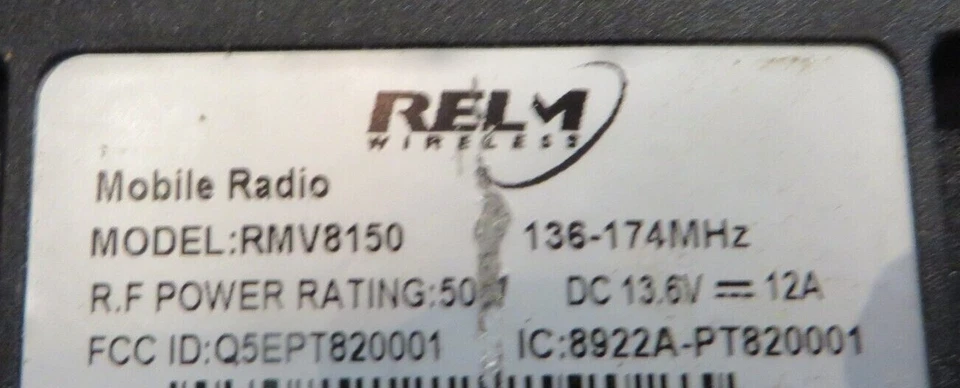 Relm RMV8150 VHF 136-174 MHz 50 Watt 512 Channels Mobile Radio unit - Image 4 of 4