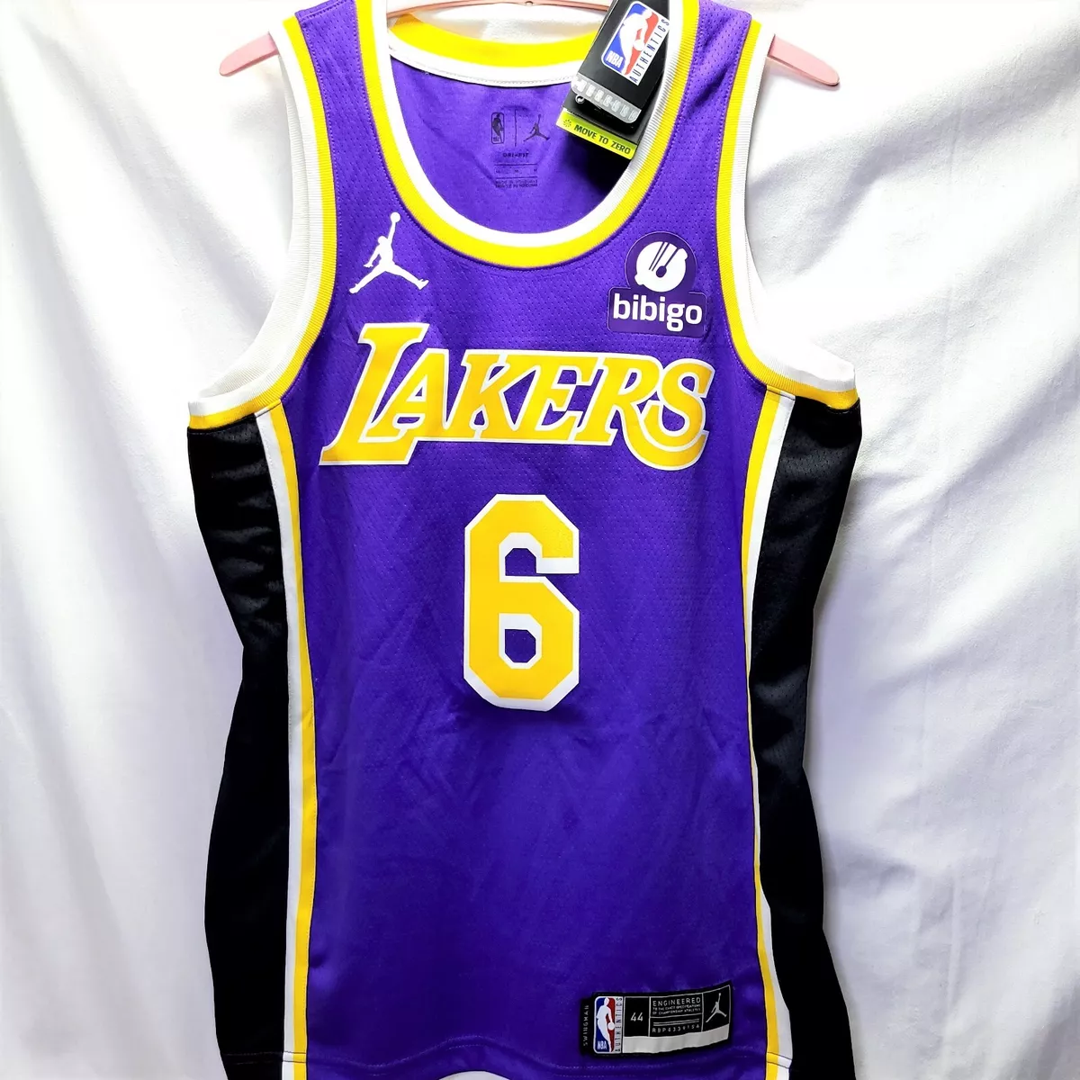 Jordan Men's Los Angeles Lakers LeBron James #6 Swingman Statement Edition Jersey, Purple, Size: Small, Polyester