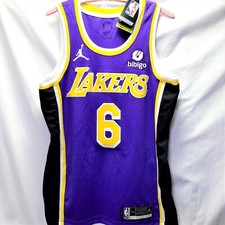 Los Angeles Lakers LeBron James Purple 6 Swingman Jersey Statement Edition Sz M