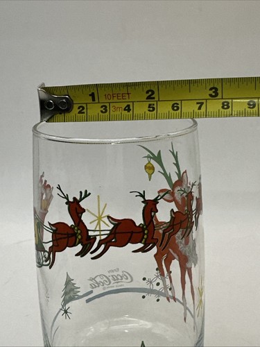 Vintage Coca-Cola Christmas Glass Rudolph The Red Nose Reindeer & Santa 16 oz - Picture 7 of 8
