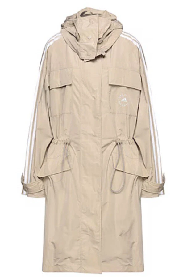 Stella McCartney — Adidas By Stella McCartney Jessa Parka Trench Coat Beige Sz 40 EU-14 UK/AUS-10US