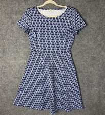 Talbots Dress Women's Petite 2P Purple Geometric Print Fit & Flare Short Sleeves