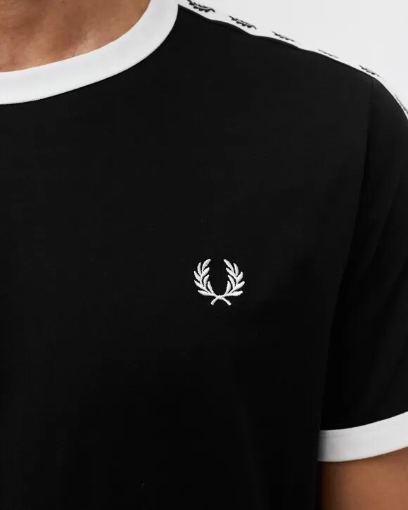 FRED PERRY TAPED RINGER T-SHIRT BLACK M6347 220 NEW WITH