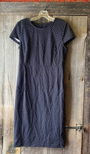 Covington Women's Dress Blue Cap Sleeve Fitted Polka Dot Print Zipper Petite S