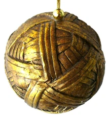 4"~WOVEN~Rattan~WICKER~Decorative~BALL~Orb~ANTIQUE GOLD~Hanging~ORNAMENT~EC