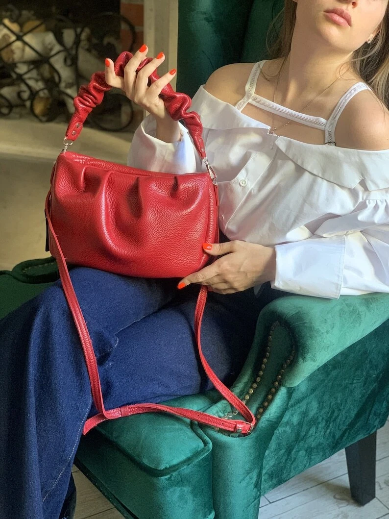 COACH Borsa a mano donna in pelle con ciottoli arancione tracolla tote bag