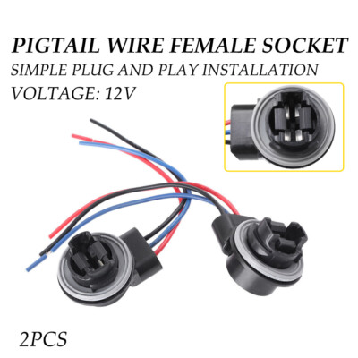 2X Turn Front Light Signal Bulb 3157 T25 Socket Harness Wire 12V Car Accessories