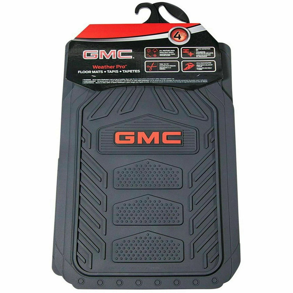 NUEVOS 4 PIEZAS GMC alfombrillas de goma negras delanteras traseras resistentes para todo tipo de clima profesionales Foto 4 de 4