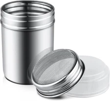 Stainless Steel Powder Sugar Shaker Duster with Lid Fine Mesh Shaker Powder Can