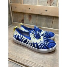 Rothy's The Kids Sneaker Blue Burst Yellow White Washable Shoes K4 UK 3 EU 36