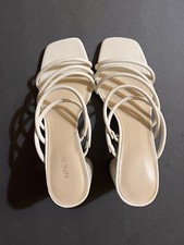 Nine West Women's Girlie Square Toe Strappy Dress Sandals, white, Size 9