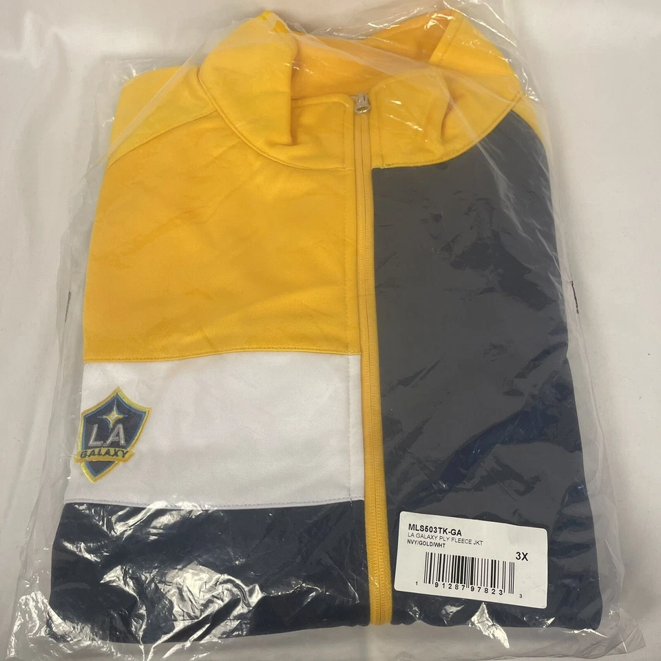 Para hombres LA Galaxy Majestic Azul Marino/Dorado Grande y Alto Poli Polar Cremallera Completa Jkt Talla 3X Foto 2 de 4