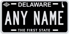 Delaware Black Silver Personalized Novelty Car Auto License Plate Any Name