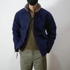 Mens Retro Military US Navy N-1 Deck Jacket Amekaji Winter Thick Fleece Coats 