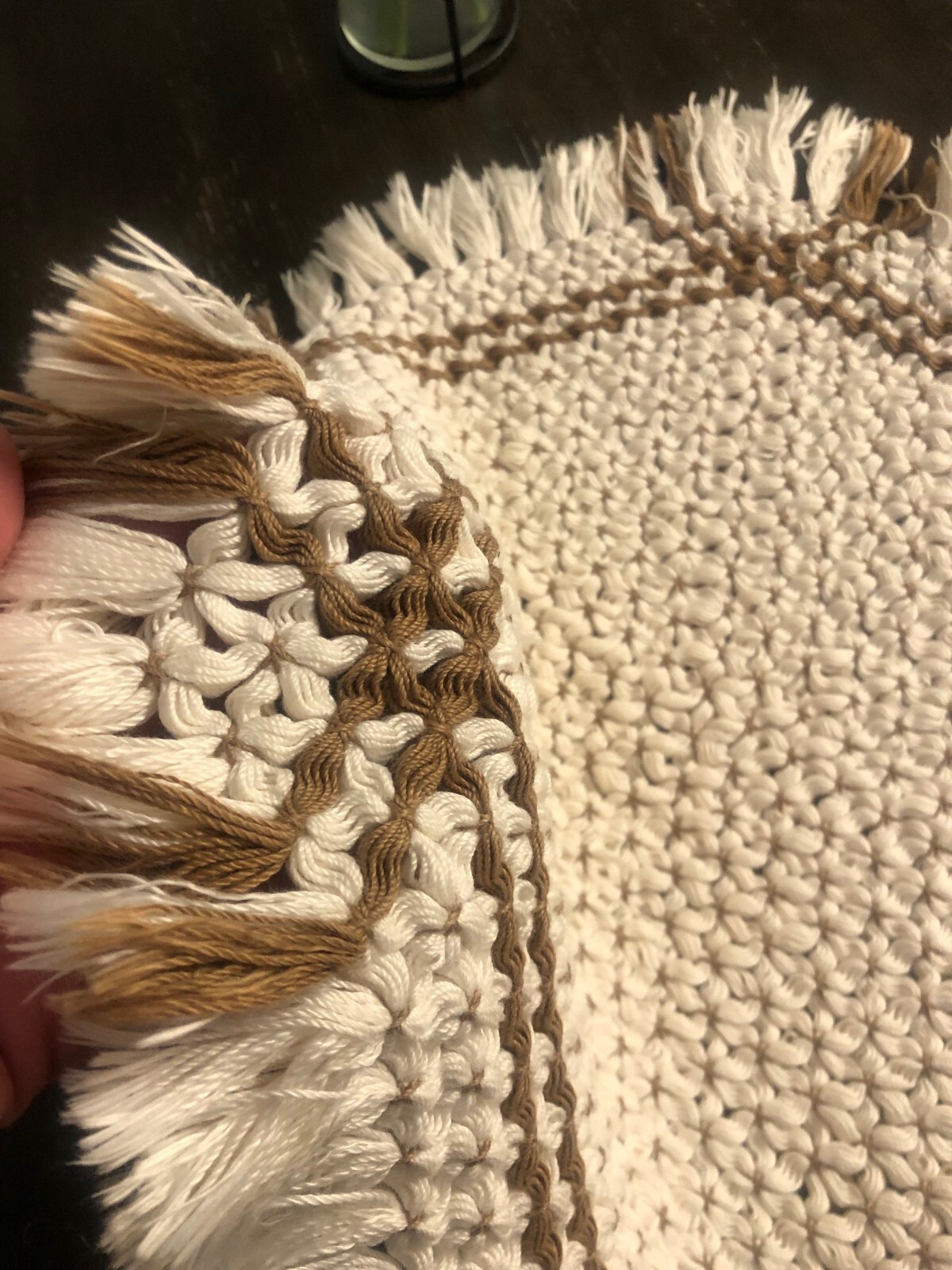 Beautiful handmade woven doily centerpiece table  layer cottage core grandma