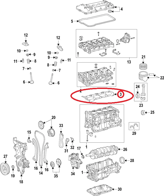 Junta de culata de motor original Toyota 2ZR-FE FXE 1,8 L 11115-37062 Foto 2 de 3
