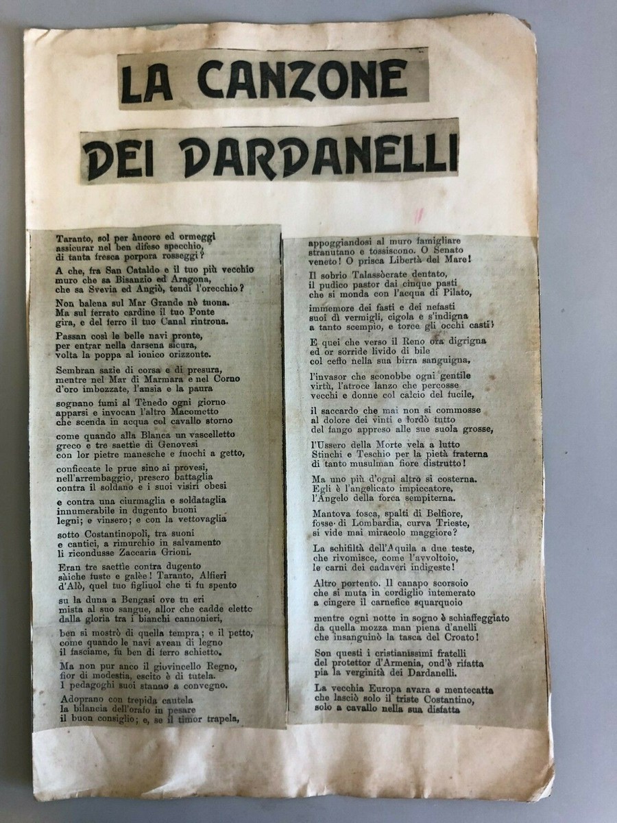 Raro Gabriele d'Annunzio La canzone Dardanelli Pubblicazione - Main Image