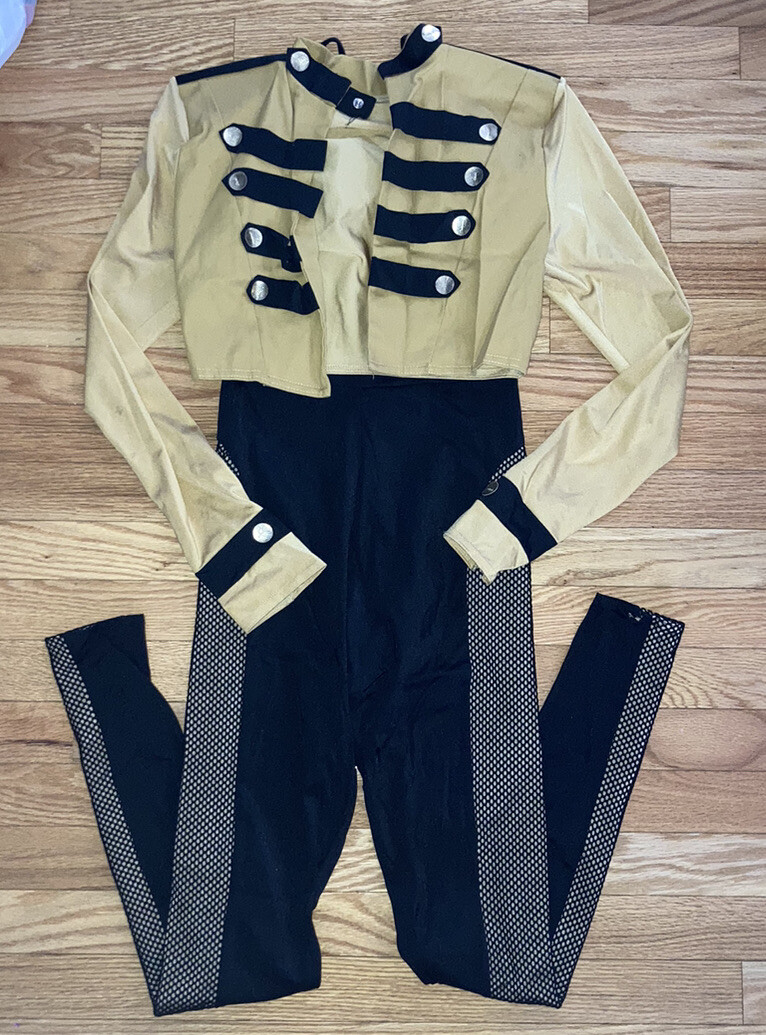 Kelle dance costume, unitard and jacket, black and go… Gem