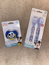 Disney baby mickey mouse pacifier and fork and spoon set