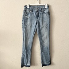 American Eagle Stretch 90s Low Rise Skinny Kick Blue Jeans Size 2 Regular