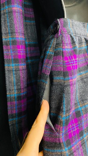 Vintage purple black gray plaid pencil skirt scarf set wool Pendleton high waist - Picture 6 of 9