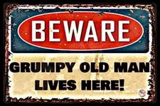 WORLDS GREATEST SIGNS! 8"X12" METAL SIGN GRUMPY OLD MAN CAVE BAR GARAGE OFFICE