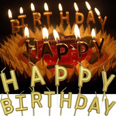 HAPPY BIRTHDAY KERZEN in Gold Silber Rosegold - Kerze Kuchen Deko Geburtstag
